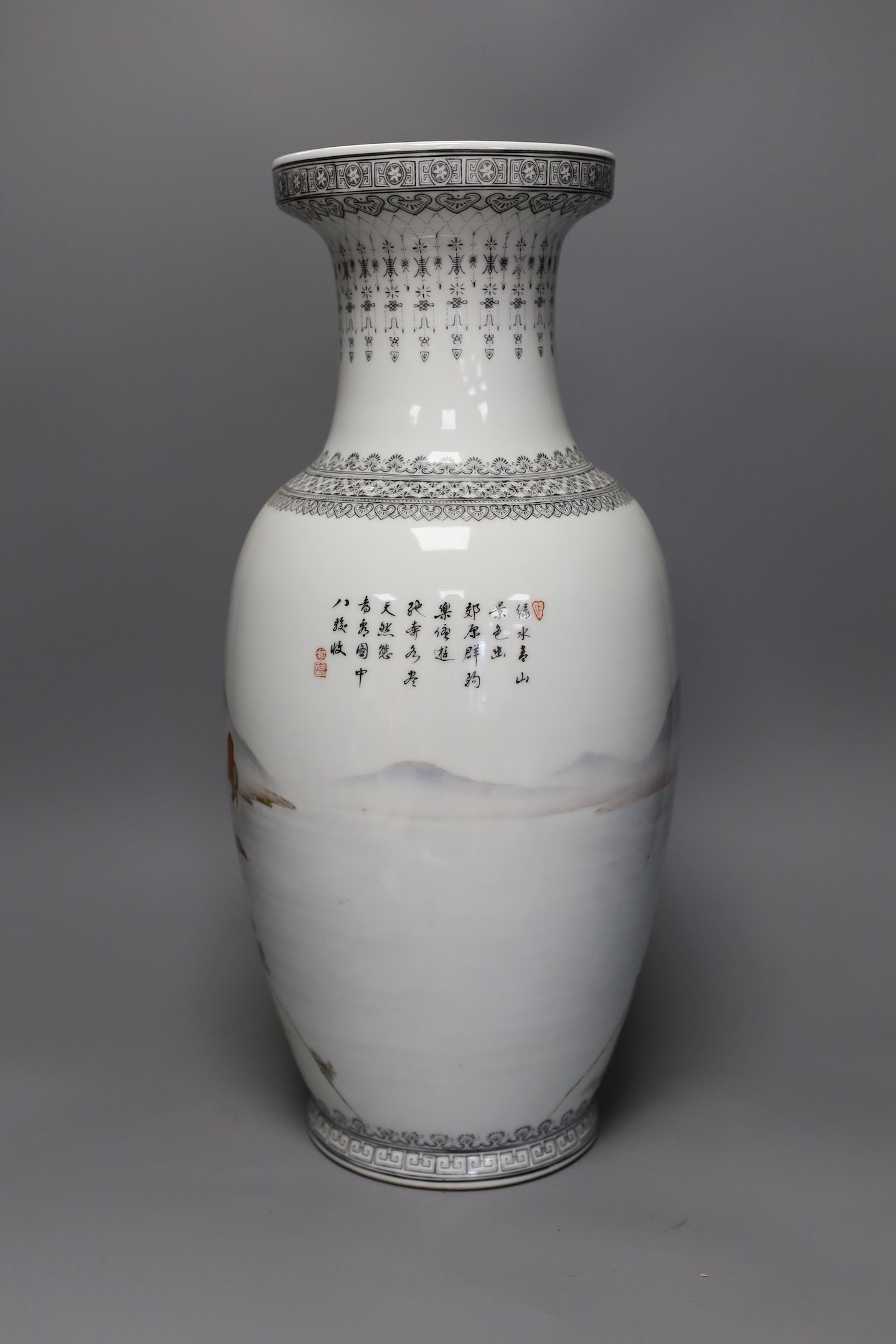 A Chinese baluster ‘eight horses’ vase, 47 cms high